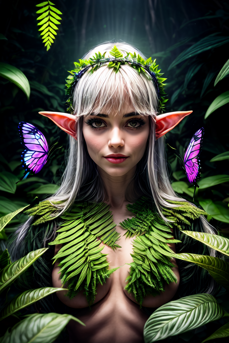 07618-2479046751-1 girl, adult (elven_0.7) woman, freckles, grey eyes, silver hair flaps, elf ear,leaf cloth,Beautiful Butterfly Wings,flower cro.png